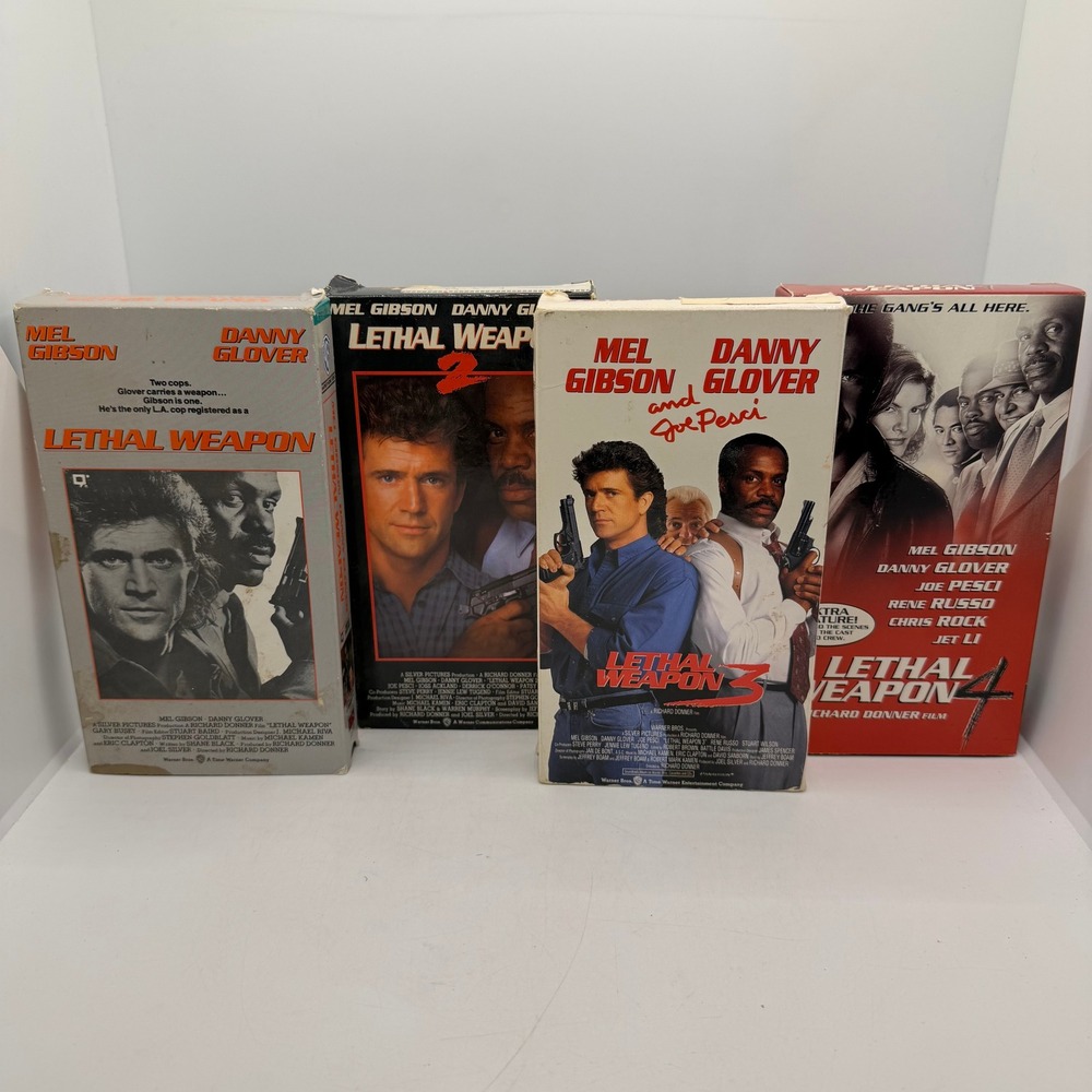 Lethal Weapon 1 2 3 4 VHS Movie Collection Set Mel Gibson Danny Glover Retro
